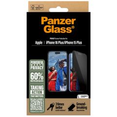 PanzerGlass Ultra Wide Fit Antibakterieller Screen Protector mit Sichtschutz inkl. Applikator Apple iPhone 16 Plus