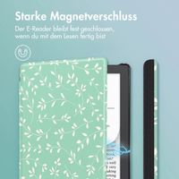 imoshion Design Slim Hard Case Klapphülle Pocketbook Verse Lite - Smoke Green Flowers