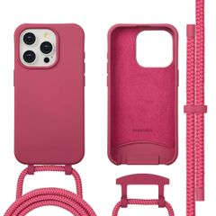imoshion Color Backcover mit abnehmbarem Handykette und MagSafe Apple iPhone 15 Pro - Raspberry