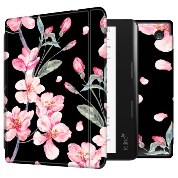 imoshion Design Slim Hard Case Sleepcover mit Stand Kobo Sage / Tolino Epos 3 - Blossom Watercolor Black