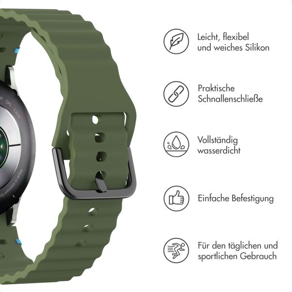 imoshion Wave Silikonarmband für das  Samsung Galaxy Watch 4 / 5 / 6 / 7 / FE (20 mm) - Dunkelgrün