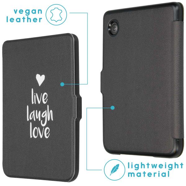 imoshion Design Slim Hard Case Sleepcover für das Kobo Clara 2E / Tolino Shine 4 - Live Laugh Love