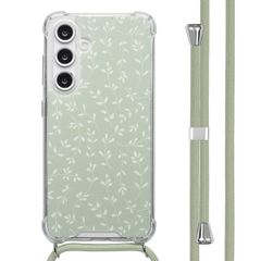 imoshion Design Hülle mit Band Samsung Galaxy S24 FE - Smoke Green Flowers