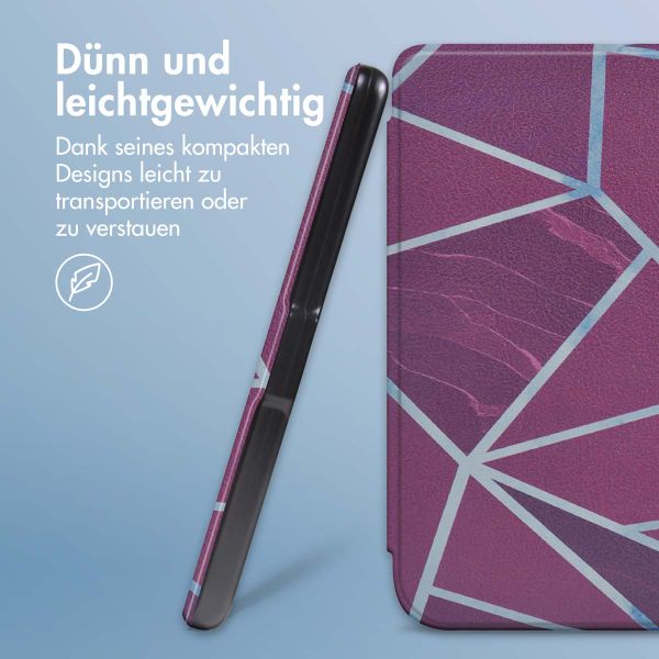imoshion Design Slim Hard Case Sleepcover mit Stand für das Kobo Libra Colour / Tolino Vision Color - Bordeaux Graphic