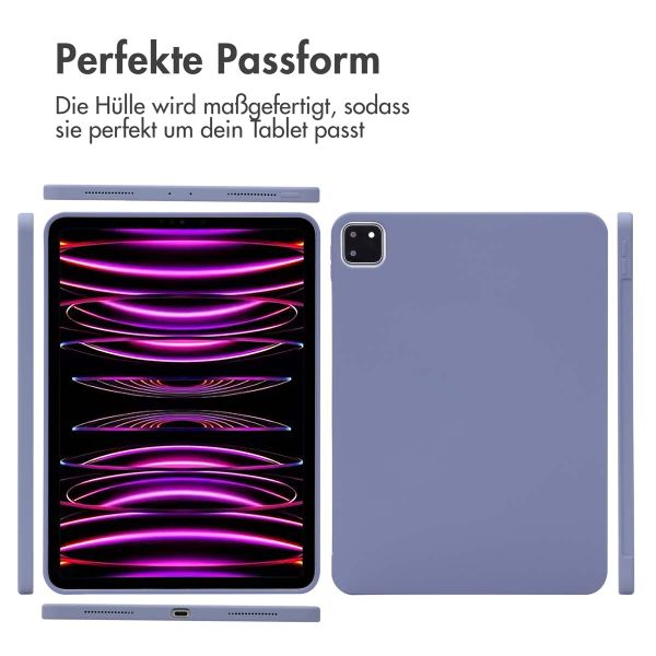 Accezz Liquid Silicone Back Cover mit Stifthalter Apple iPad Pro 11 (2022 / 2021 / 2020 / 2018) - Lila