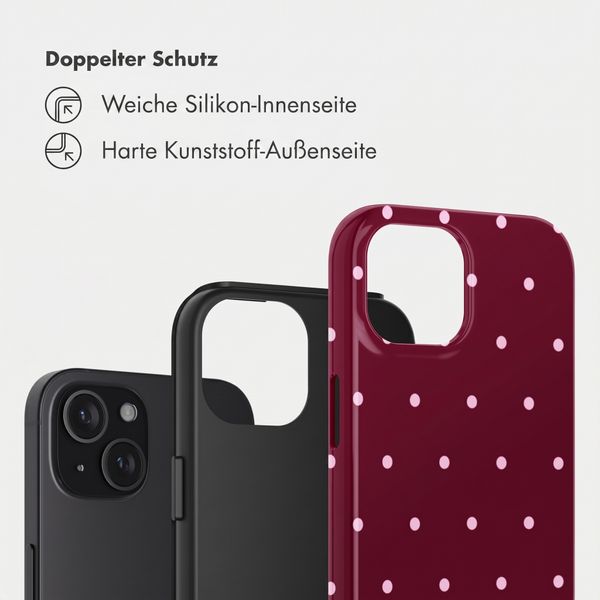 Selencia Vivid Back Cover Apple iPhone 15 - Happy Dots Burgundy