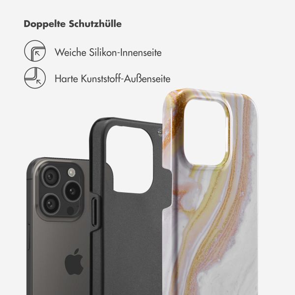 Selencia Vivid Tough Back Cover für das iPhone 15 Pro - Chic Marble Gold