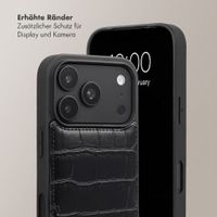 Selencia Nova Croco HandyHülle mit Kordel und Kartenhalter Apple iPhone 18 Pro Max / 17 Pro Max - Schwarz