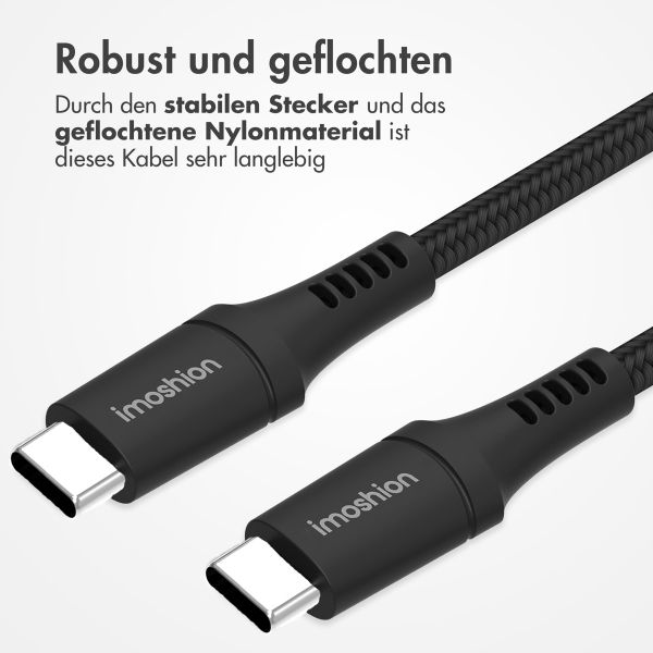 imoshion USB-C-auf-USB-C-Kabel – 100 Watt – 2 Meter – Schwarz