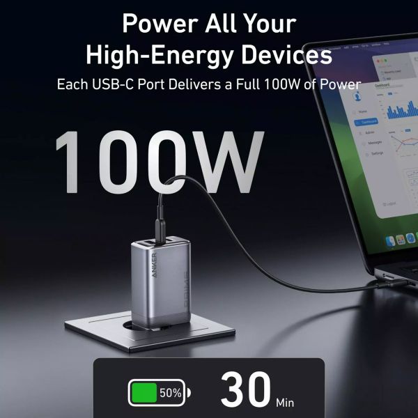 Anker Prime Charger 100 watt GaN | 3 Anschlüsse