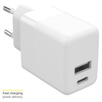 Accezz Wandladegerät für das iPhone Xs - Ladegerät - USB-C- und USB-Anschluss - Power Delivery - 20 Watt - Weiß