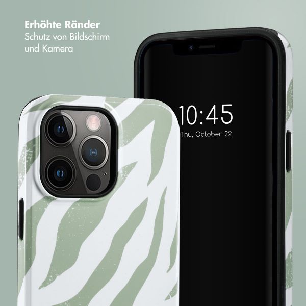 Selencia Vivid Tough Back Cover für das iPhone 14 Pro Max - Colorful Zebra Sage Green