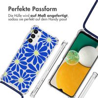 imoshion Design Hülle mit Band für das Samsung Galaxy A13 (5G) - Cobalt Blue Flowers Connect