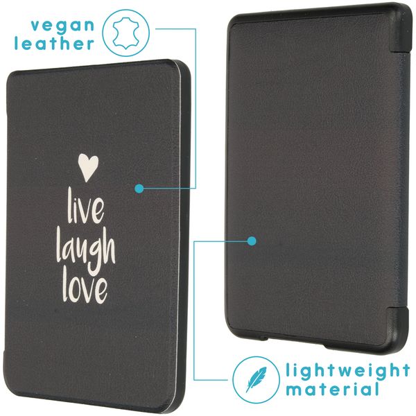 imoshion Design Slim Hard Case Sleepcover für das Kobo Clara HD-Live Laugh Love