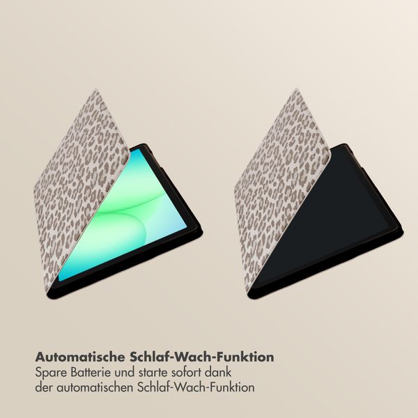 Selencia Sabi Klapphülle mit Leopardenmuster Samsung Galaxy Tab A11 Plus - Soft Ivory