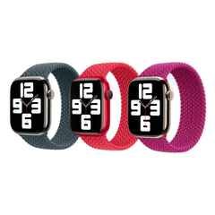 Apple 3 Pack Geflochtenes Solo Loop für Apple Watch | 38/40/41/42 mm - Größe 5 - Lake Green/ (PRODUCT)RED/ Magenta