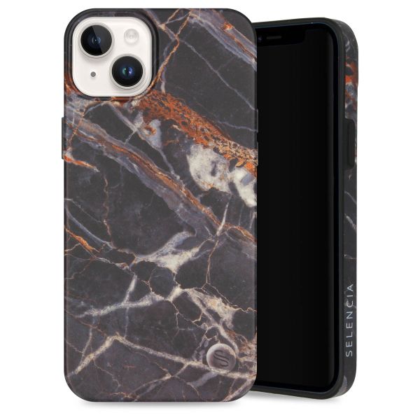 Selencia Aurora Fashion Back Case für das iPhone 14 Plus - ﻿Strapazierfähige Hülle - 100 % recycelt - Schwarzer Marmor