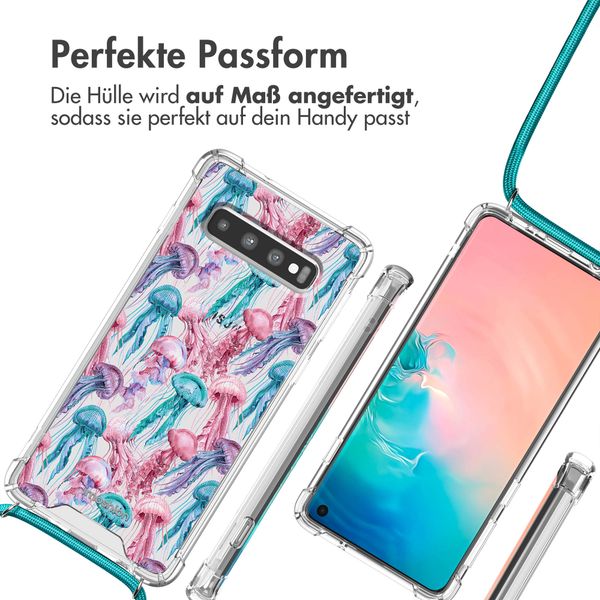 imoshion Design Hülle mit Band Samsung Galaxy S10 - Jellyfish Watercolor
