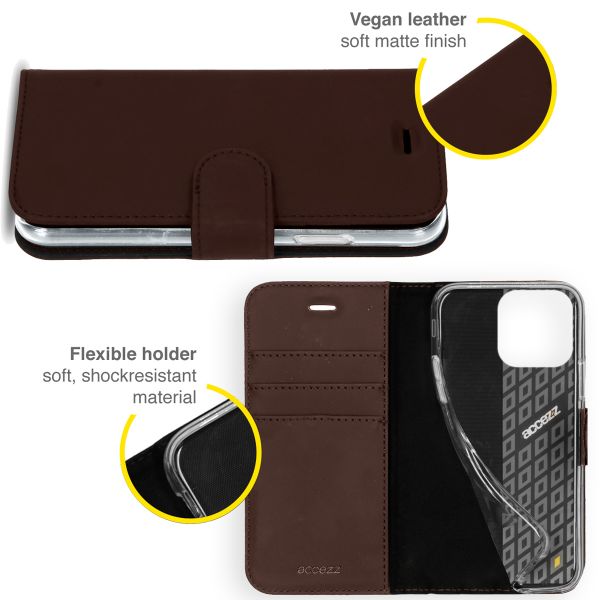 Accezz Wallet TPU Klapphülle Apple iPhone 13 Pro - Dunkelbraun