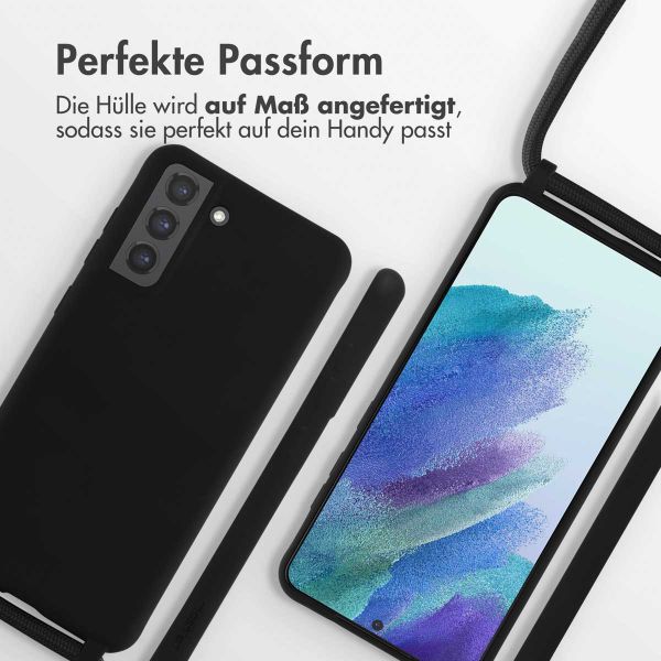 imoshion Silikonhülle mit Band für das Samsung Galaxy S21 FE - Schwarz