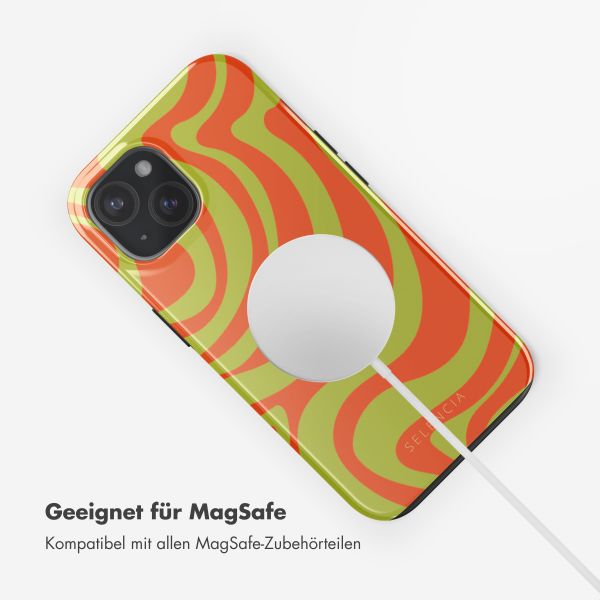 Selencia Vivid Rückabdeckung mit MagSafe Apple iPhone 15 - Wavy Swirl Orange Fern