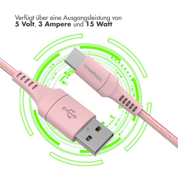 imoshion Braided USB-C-zu-USB Kabel - 2 Meter - Rosa