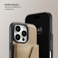 Selencia Sera Kordel-Hulle mit Kartenhalter-Umschlag für das iPhone 16 Pro - Beige