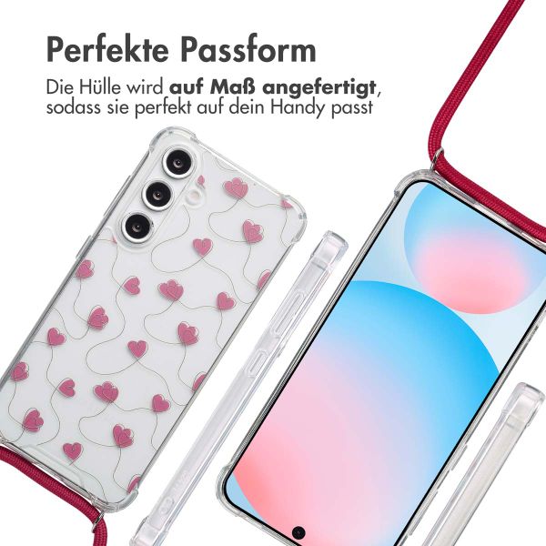 imoshion Design Hülle mit Band Samsung Galaxy S24 FE - Dusty Rose Connected Hearts