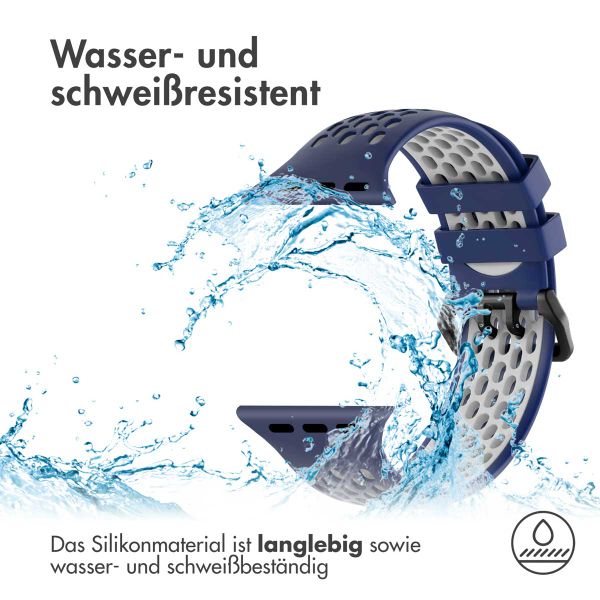 imoshion Silikonsportarmband Buckle für das Apple Watch Series 1 bis 10 / SE / Ultra (2) (44/45/46/49 mm) - Dunkelblau / Weiß