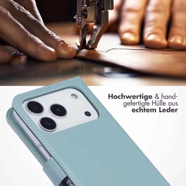 Selencia Echtleder Klapphülle Apple iPhone 17 Pro - Air Blue