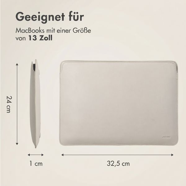 Accezz Leather Laptop Hülle Apple MacBook 13 Zoll - Laptop Sleeve - Beige