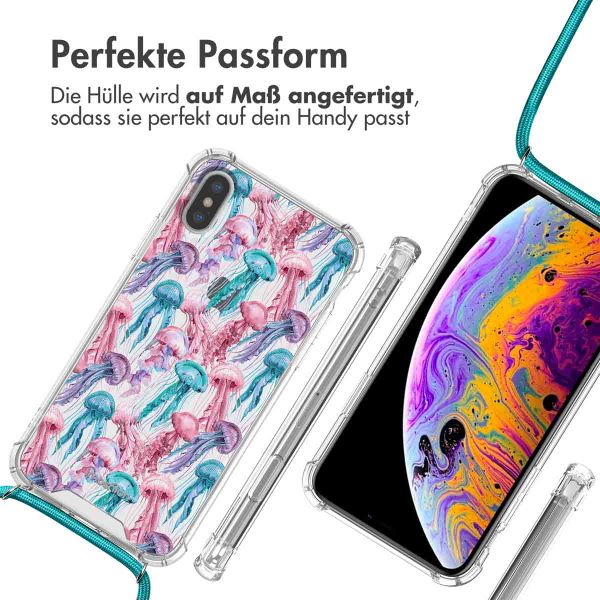 imoshion Design Hülle mit Band Apple iPhone X / Xs - Jellyfish Watercolor