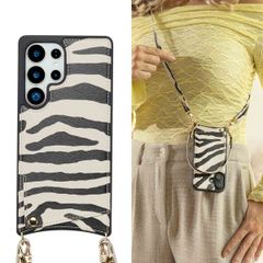 Selencia Nova HandyHülle mit Kordel und Kartenhalter Samsung Galaxy S25 Ultra - Zazzy Zebra