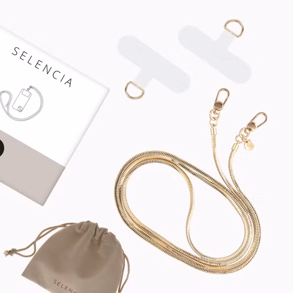 Selencia Sleek Chain-Handykette (extra lang 145 cm) - Gold