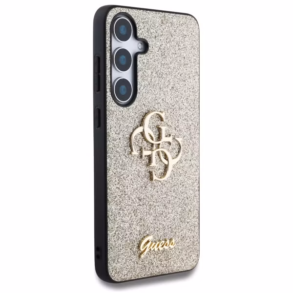 Guess 4G Metal Logo Back Cover mit Glitter Samsung Galaxy S25 - Gold