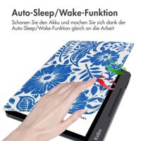 imoshion Design Slim Hard Case Sleepcover mit Stand für das Kobo Libra H2O - Flower Tile