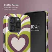 Selencia Vivid Tough Back Cover MagSafe für das iPhone 15 Pro - Double Hearts Plum Fern