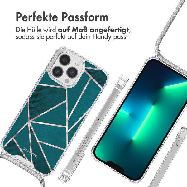 imoshion Design Hülle mit Band Apple iPhone 13 Pro - Petrol Green Graphic