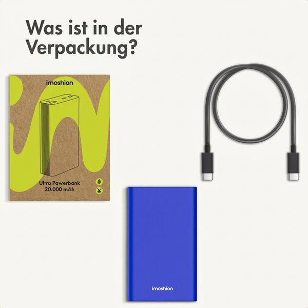 imoshion Ultra Series Aluminium Powerbank 20.000 mAh - Schnellladen bis 33W - Cobalt Blue