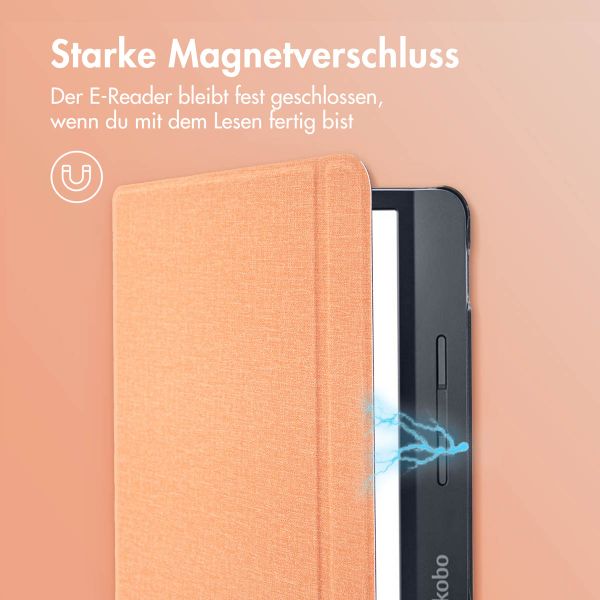 imoshion Canvas Sleepcover Klapphülle mit Stand für das Kobo Libra H2O - Peach