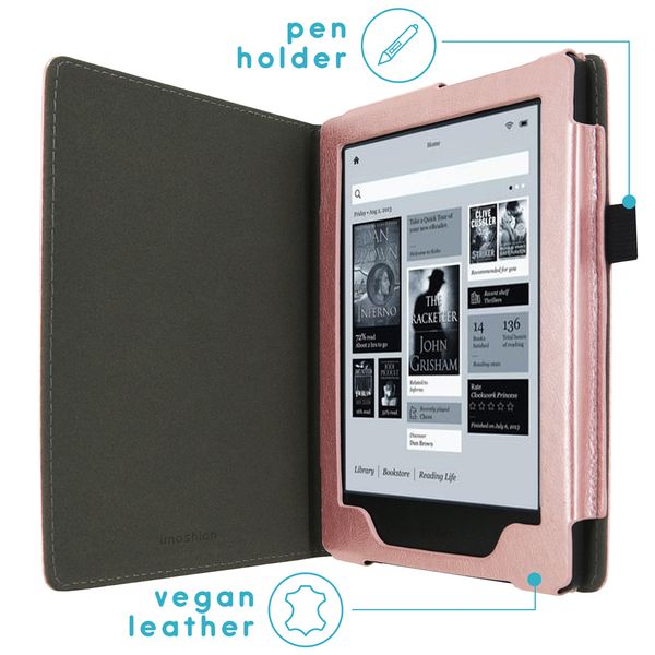 imoshion Vegan Leather Klapphülle Kobo Aura H2O - Rosé gold
