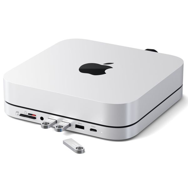 Satechi Aluminium Mac Mini/Mac Studio Stand Hub - Mit SSD-Steckplatz - Silber