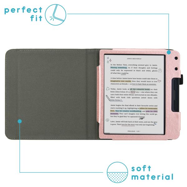 imoshion Vegan Leather Klapphülle für das Kobo Libra Colour - Rose Gold