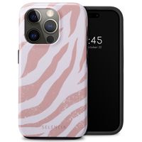 Selencia Vivid Tough Back Cover für das iPhone 15 Pro - Colorful Zebra Old Pink