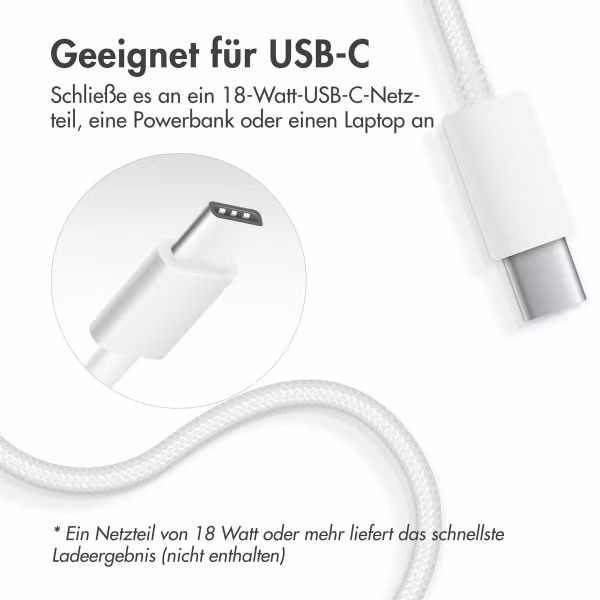 Accezz Wireless Charger USB-C - Drahtloses MagSafe und Qi2-Ladegerät - 1 Meter - Weiß