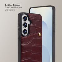 Selencia Nova Croco HandyHülle mit Kordel und Kartenhalter Samsung Galaxy S26 - Burgundy