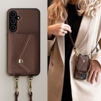 Selencia Sera HandyHülle mit Kordel und Umschlag-Kartenhalter Samsung Galaxy A55 - Chocolate Brown