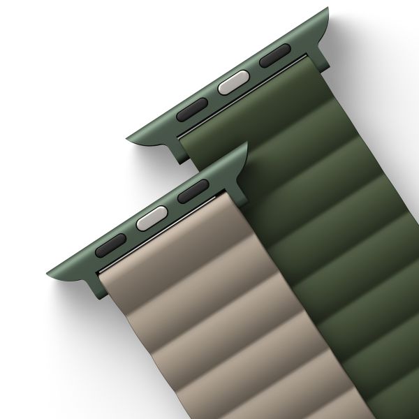 Uniq Revix doppelseitiges Armband für das  Apple Watch Series 1 t/m 11 / SE / Ultra (44/45/46/49 mm) - Pine (Green/Taupe)
