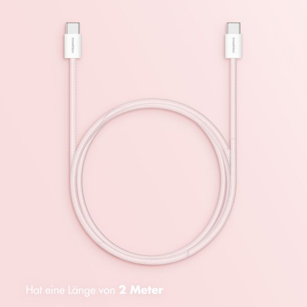 imoshion USB-C-zu-USB-C-Kabel – Geflochten – 2 Meter – Rosa