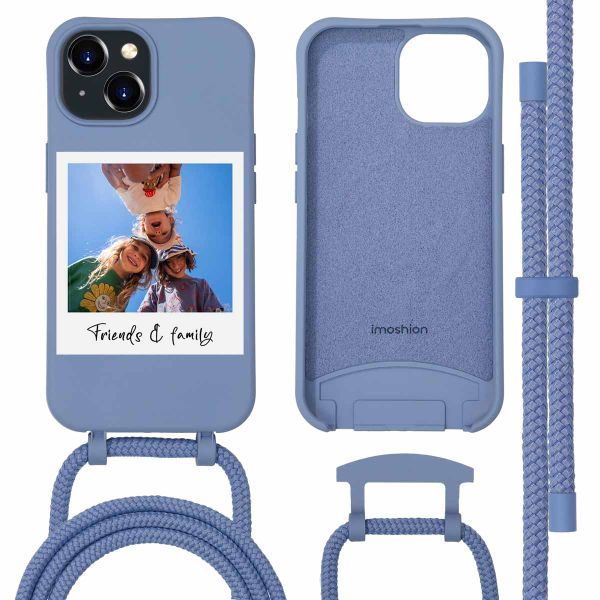 Personalisierte Color Backcover MagSafe mit abtrennbarem Band und Polaroid für iPhone 15 - Ash Blue